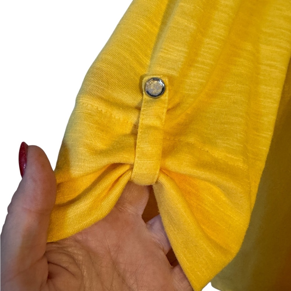 Onque Woman Yellow Slub Knit  Shirt w/Embroidery PLUS   2X   #Y - Picture 6 of 10